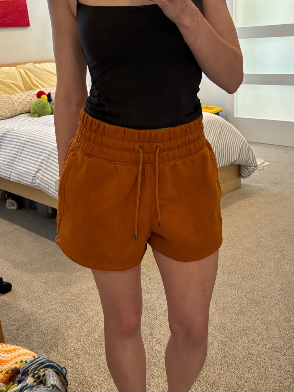 Under armor orange sweat shorts
